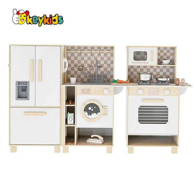 Customize kids pretend play laundry wooden toy sink with running water W10C896-2