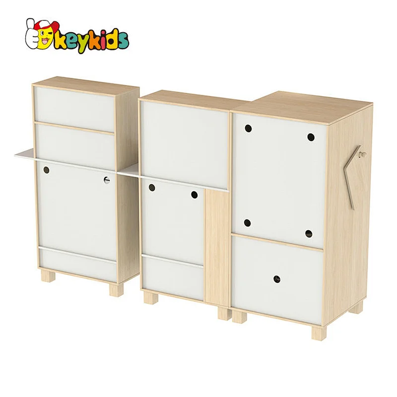 Customize kids pretend play laundry wooden toy sink with running water W10C896-2