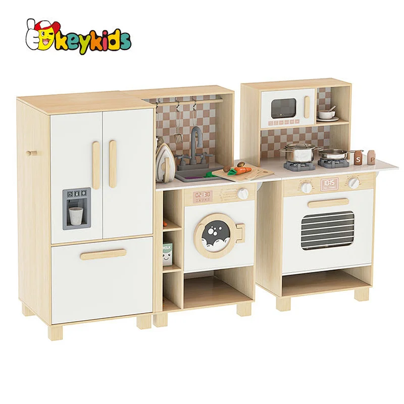 Customize kids pretend play laundry wooden toy sink with running water W10C896-2