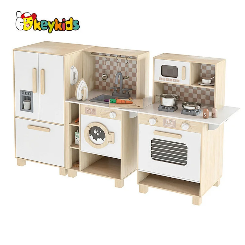Customize kids pretend play laundry wooden toy sink with running water W10C896-2
